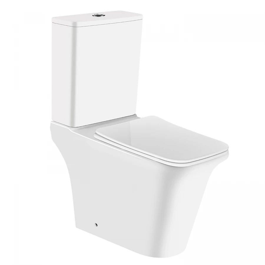 Унитаз напольный Azario Avero безободковый в комплекте с бачком смывным механизмом Geberit и сиденьем микролифт AZ-3121-G 66x36х82 см