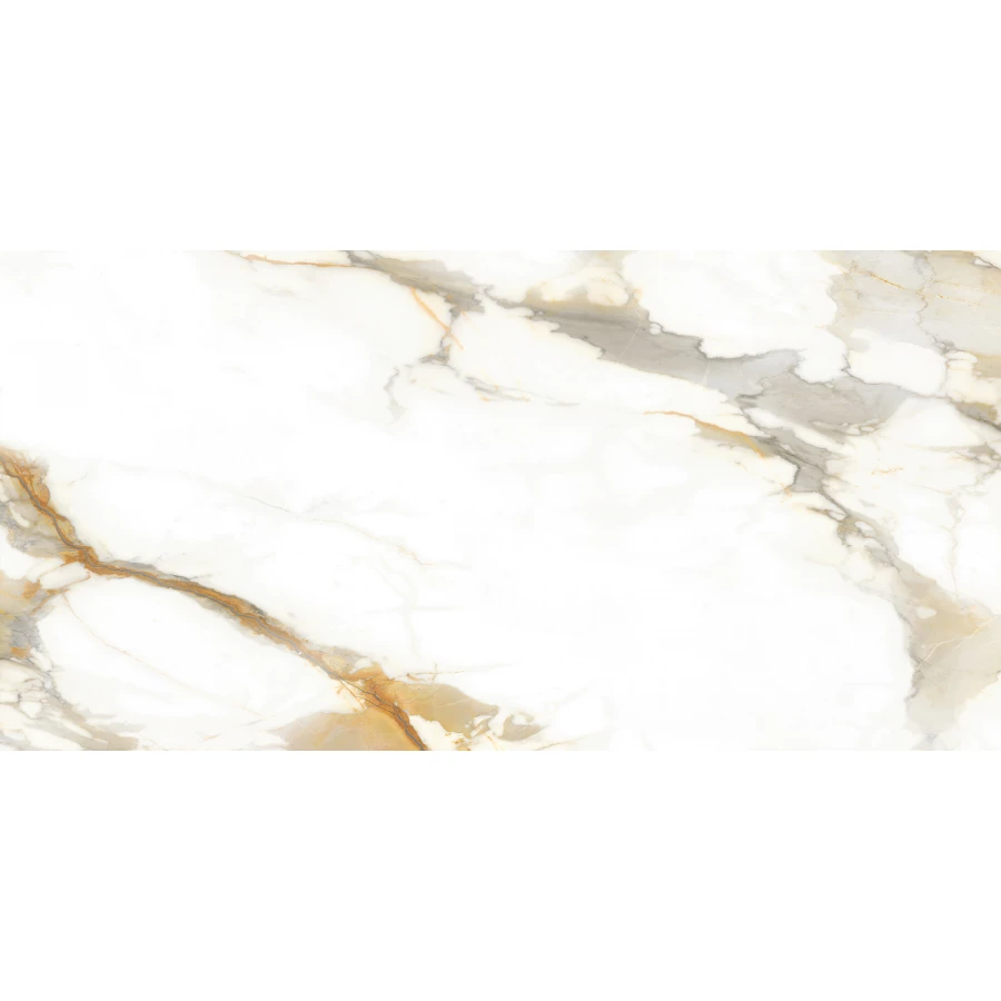 Керамогранит ALMA Ceramica Calacatta Oro лаппатированный белый 7,5 мм GFA114CLR04L 114х57 см