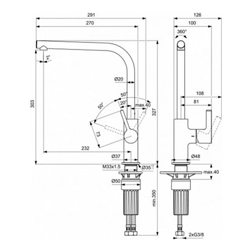 Смеситель для кухонной мойки Ideal Standard Gusto хром BD418AA