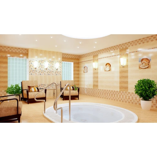 Декоративный массив Нефрит-Керамика Аликанте бежевый, верх жемчужина, море 07-00-5-10-00-11-123 50х25 см