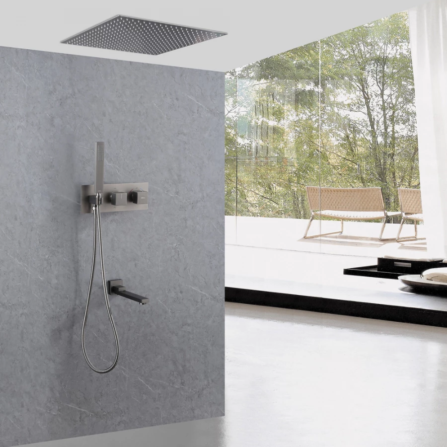 Душевая система Abber Daheim скрытого монтажа с изливом термостат никель AF8254NG