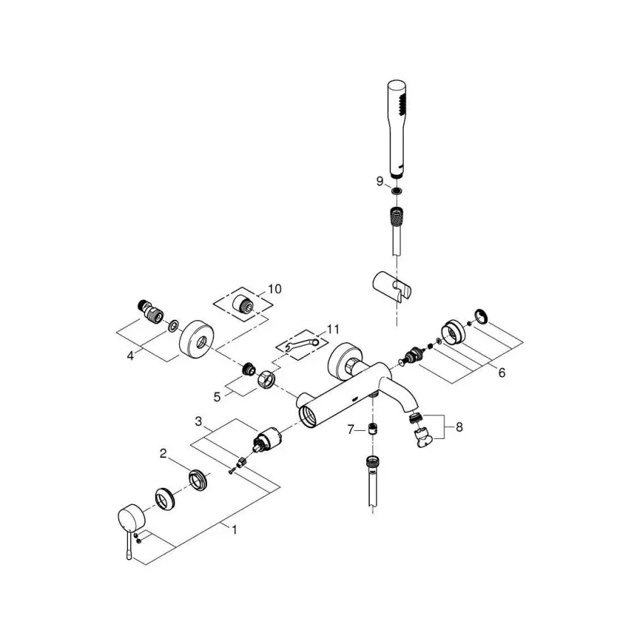 Смеситель для ванны Grohe Essence с душевым гарнитуром 33628001