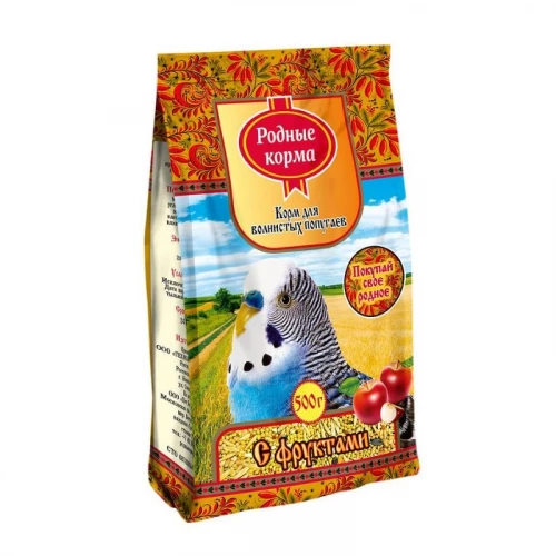 Корм для волнистых попугаев Родные корма с фруктами 500 г