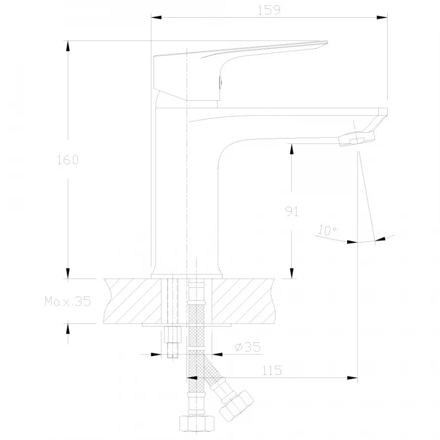 Смеситель для раковины Rossinka RS27 RS27-11 хром