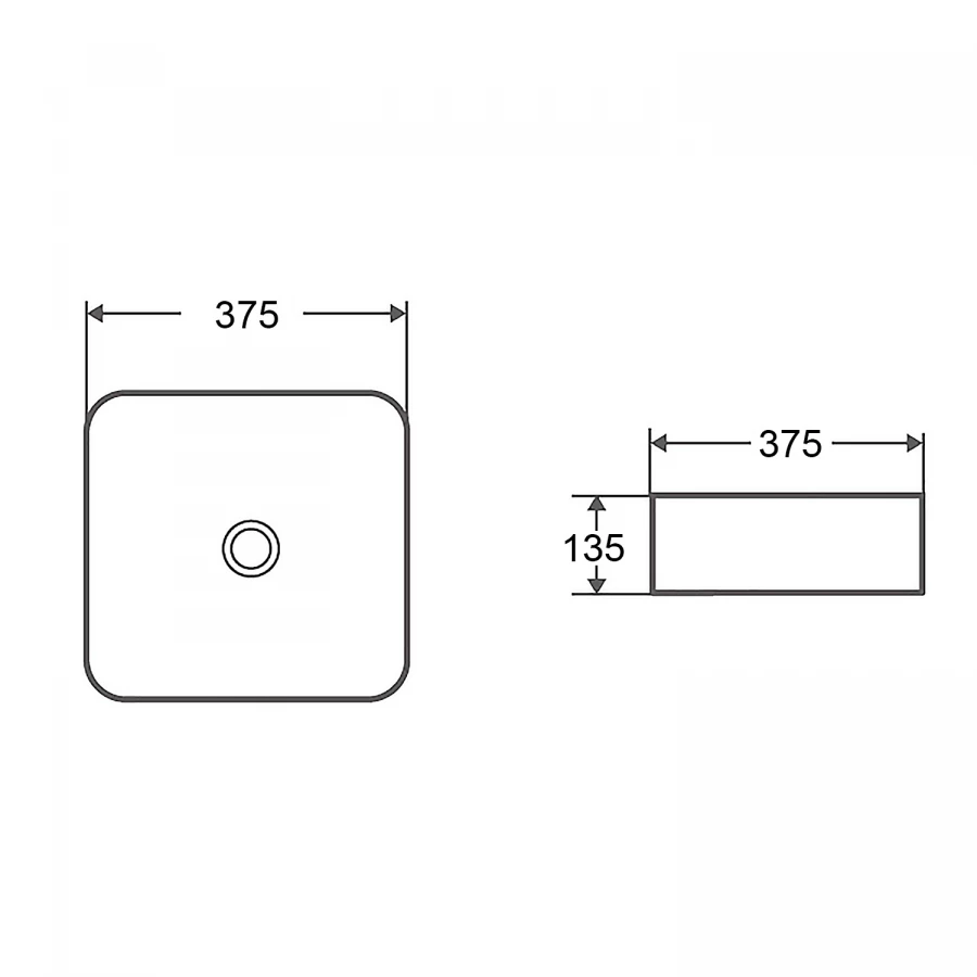 Раковина-чаша Azario накладная квадратная белый глянец AZ-2283 37.5x37.5x13.5 см