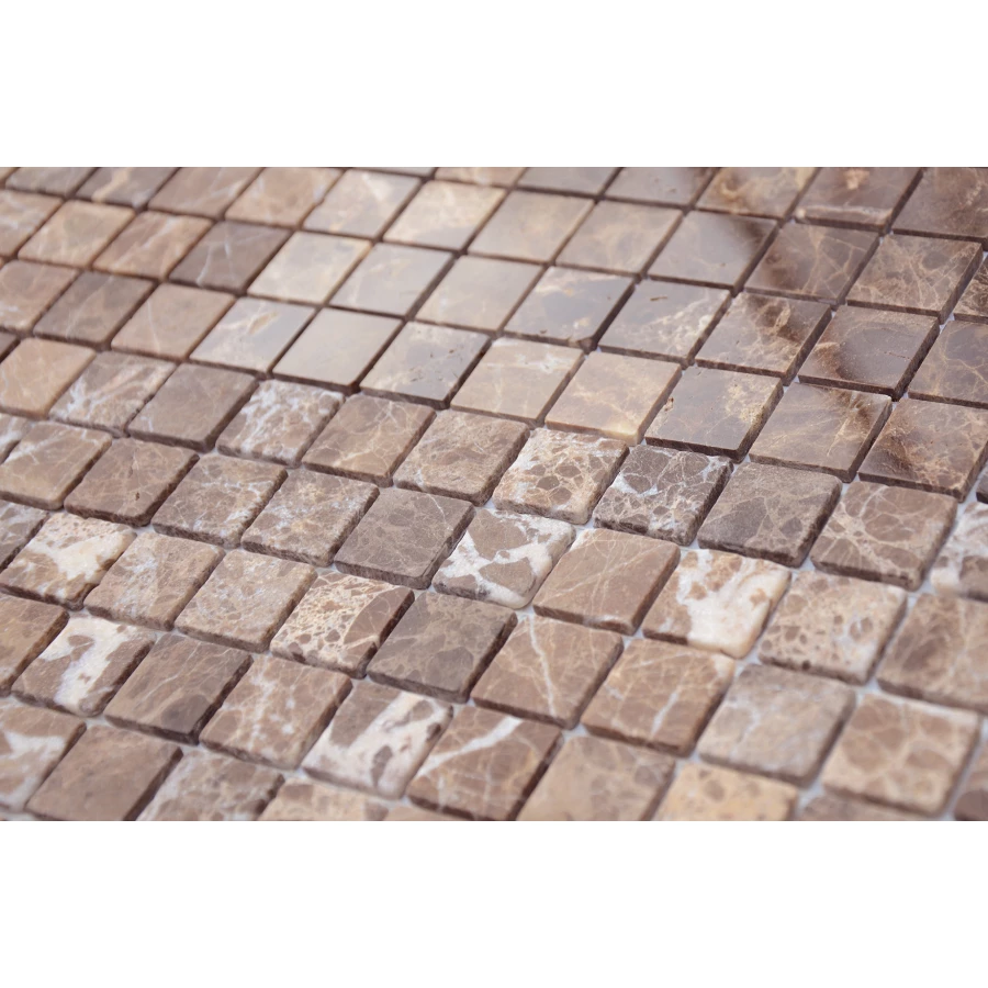 Мозаика Caramelle Pietrine 4 mm Emperador Dark Sat 23x23 полуглянцевая коричневая 29,8х29,8 см