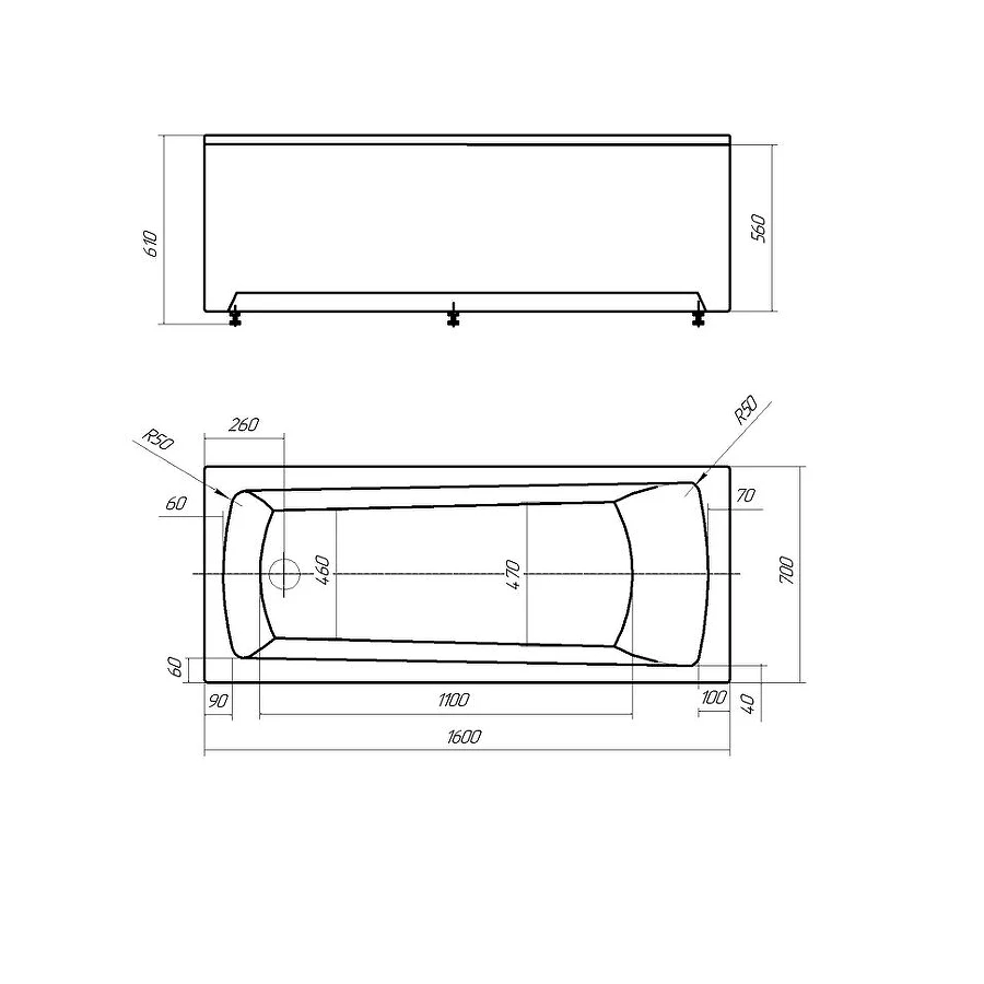 Ванна Aquatek Либра New LIB160N-0000019 160х70 см