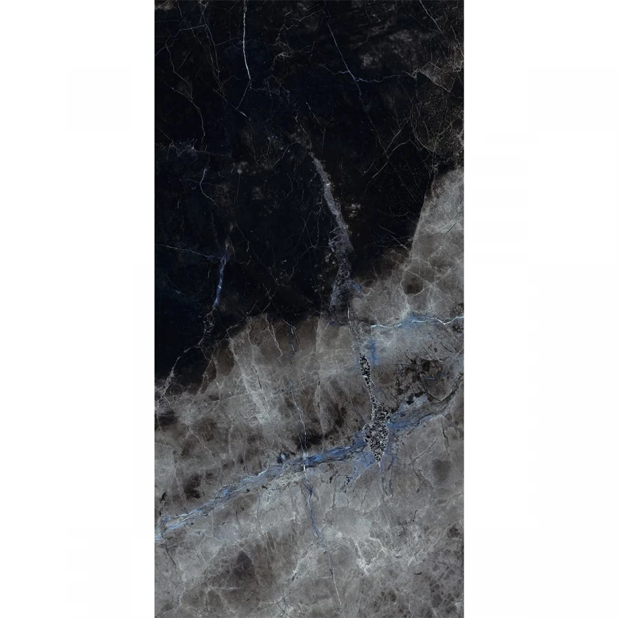 Керамогранит Planet Ceramics SLS75801C глянцевый черно-серый 150х75 см