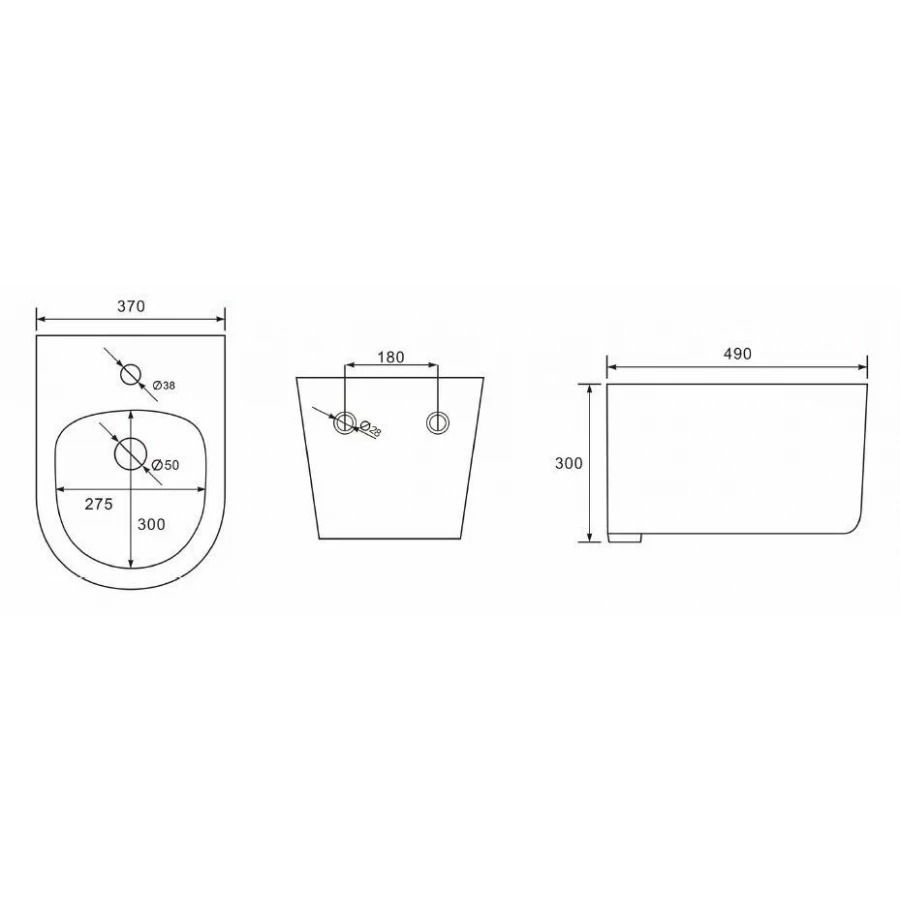 Биде Aquatek Мия подвесное черный AQ1004-MB 49x37x30 см