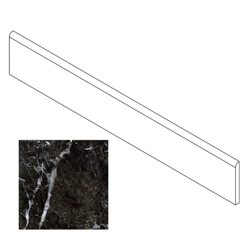 Плинтус Gresse Simbel с завальцовкой мрамор черно-белый матовый GRS05-03 60х9,5 см