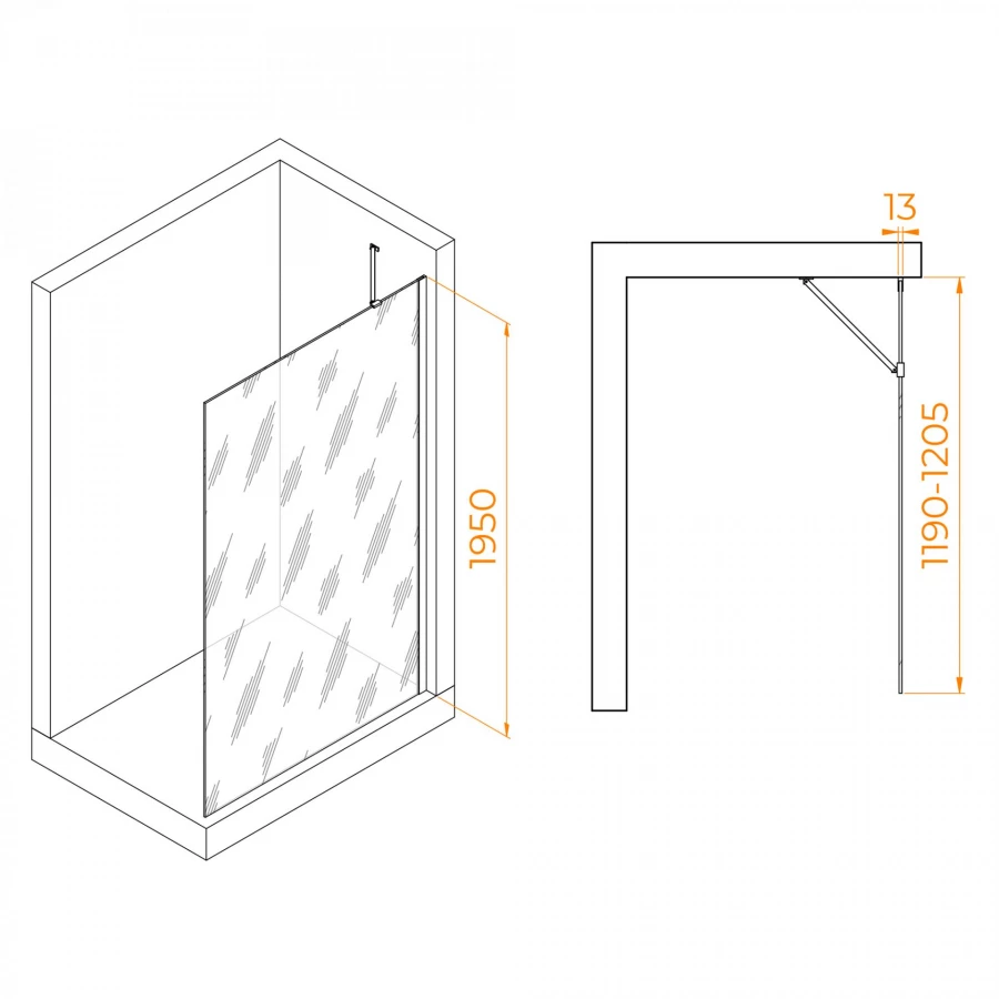 Перегородка для душа RGW WA-110Gb Прозрачное 1200 351011012-16