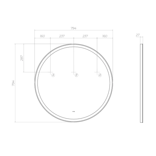 Зеркало Vigo Cosmo Comfort 800 140 79.4x79.4 см