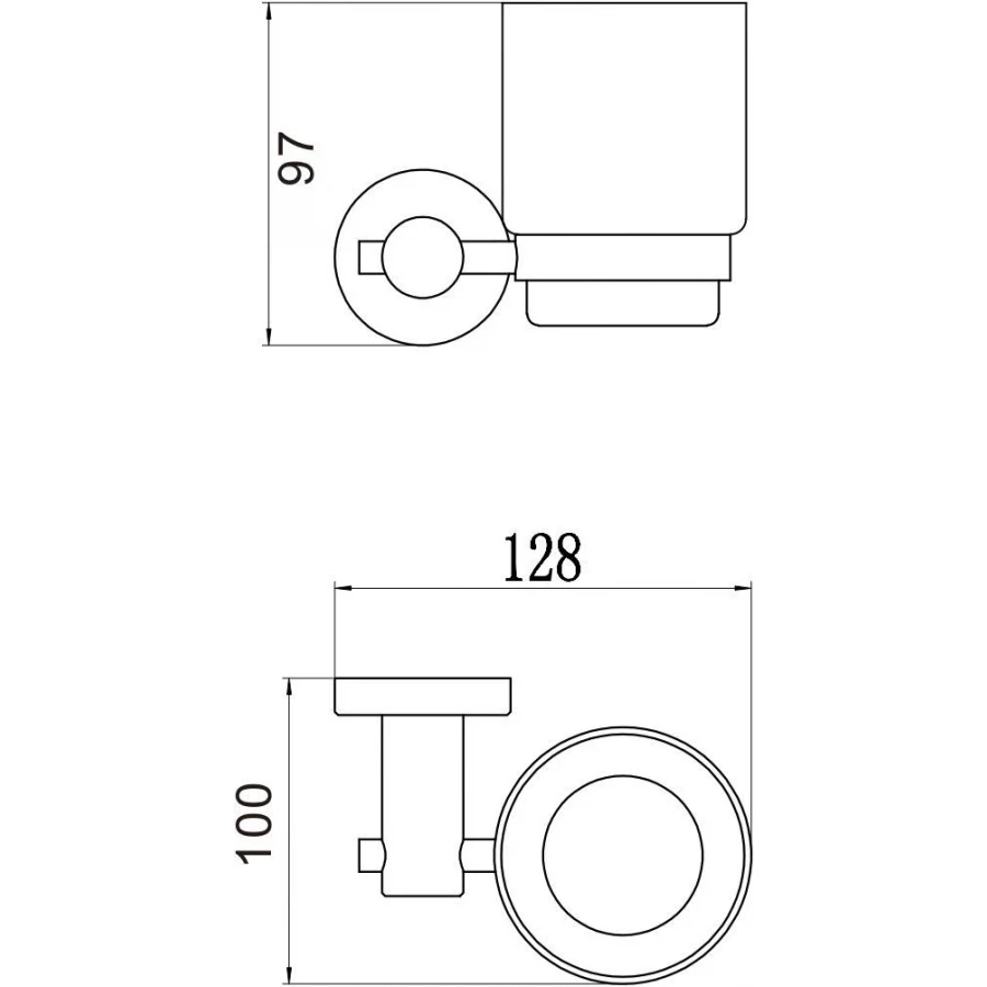 Стакан Savol стеклянный с настенным держателем S-005658H