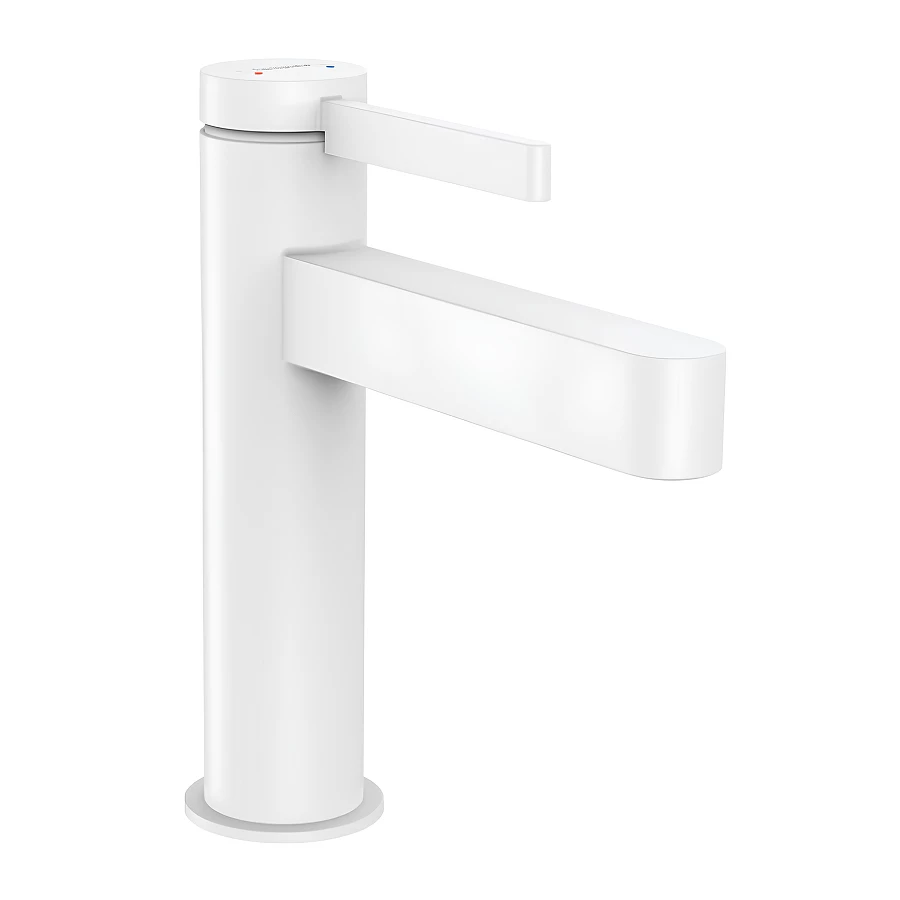 Смеситель для раковины Hansgrohe Finoris однорычажный 110 со сливным гарнитуром матовый белый 76020700