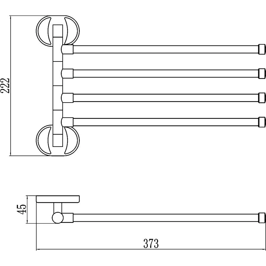 Держатель для полотенец поворотный (4-ой) Savol 70 S-008604 хром