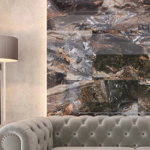 Керамогранит Neodom Luxury Lawa Nero Polished глянцевый черный N20331 120х60 см