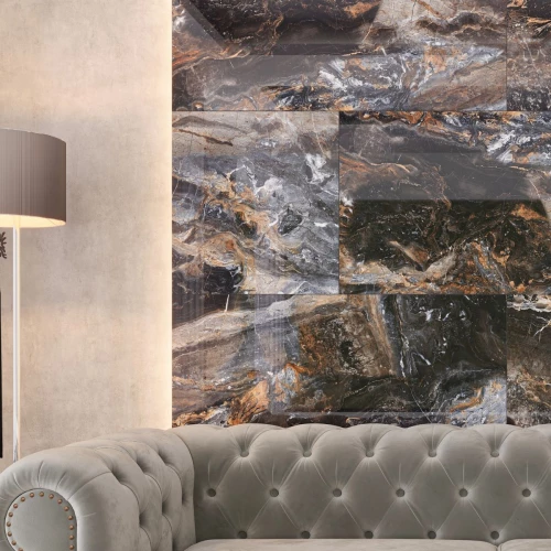 Керамогранит Neodom Luxury Lawa Nero Polished глянцевый черный N20331 120х60 см