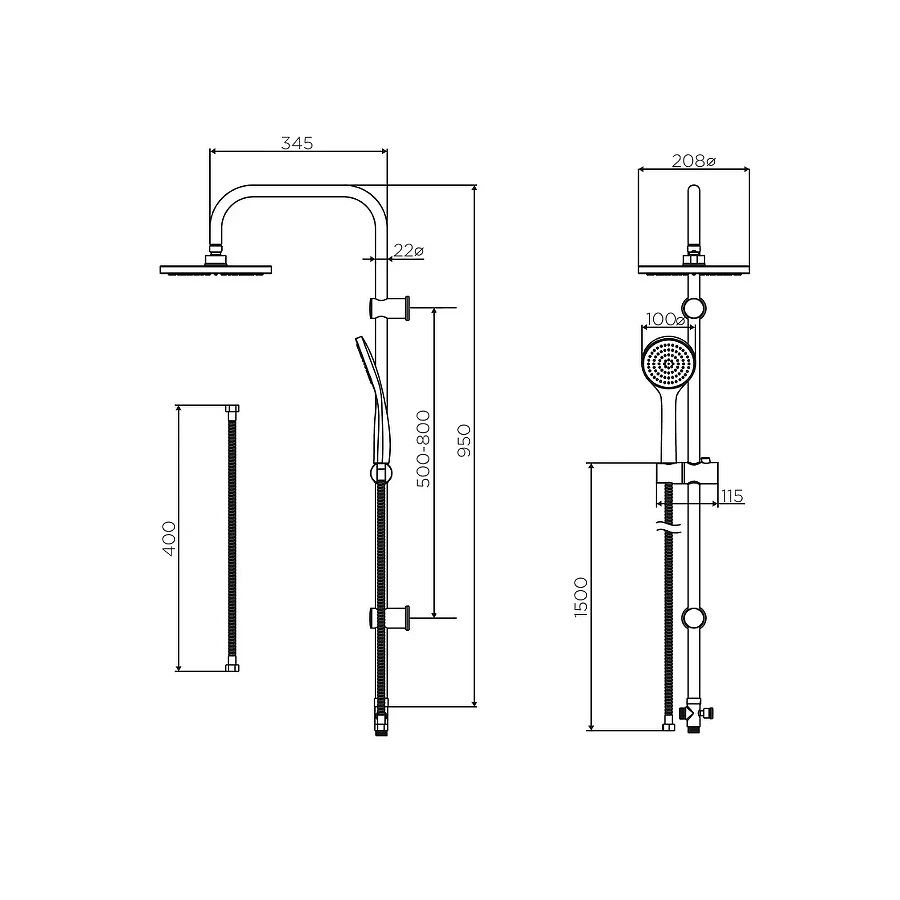 Душевая система с тропическим душем Dorff Comfort черный D0708000BL