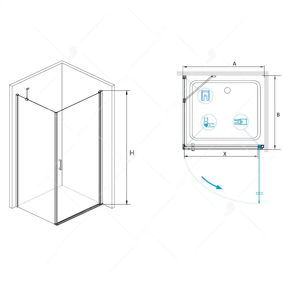 Душевой уголок RGW LE-34 LE-03 + Z-14 Прозрачное 06123490-11 90х100 см