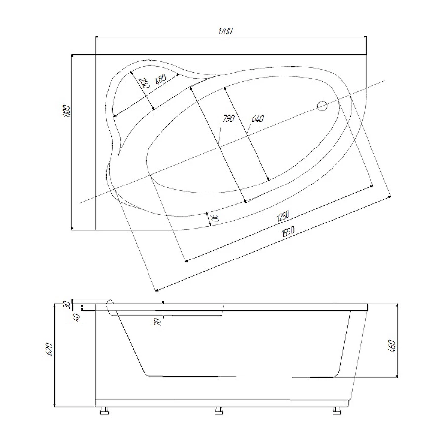 Ванна Aquatek Фиджи левая FID170-0000001 170х110 см