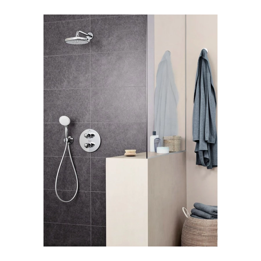 Верхний душ Grohe Tempesta 210 с душевым кронштейном расход 9,5 л/мин хром 26412000 286 мм