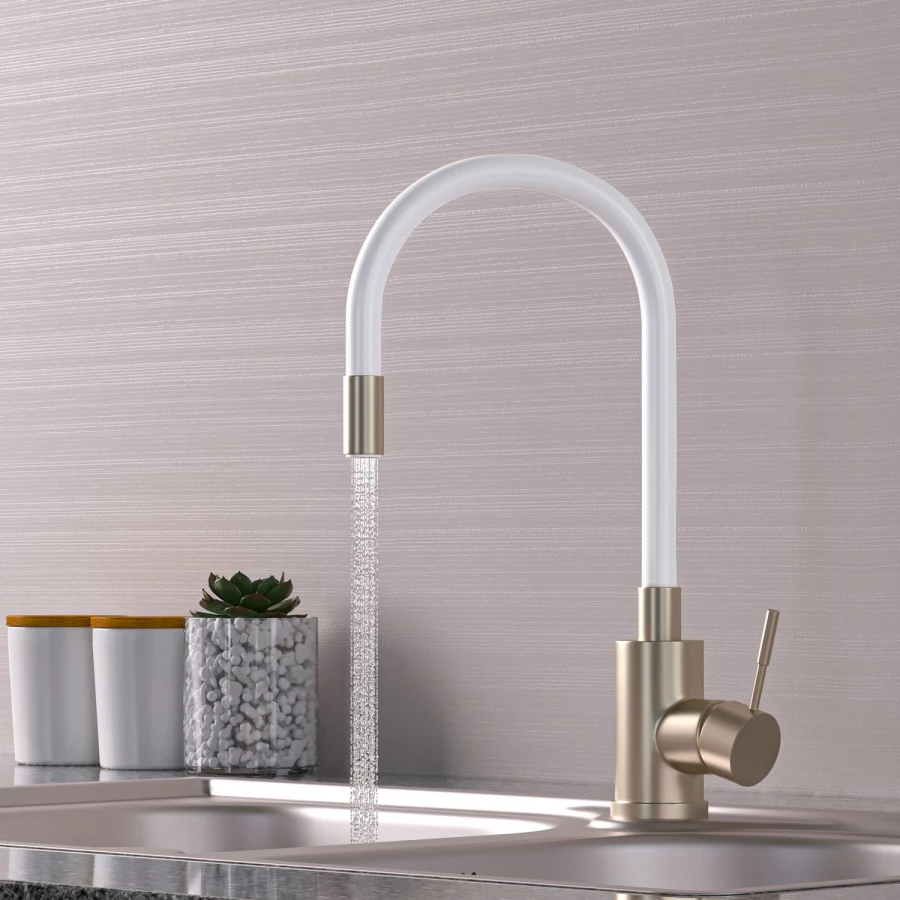 Смеситель для кухни 35k MixLine MLSS-0325 гибкий силиконовый излив 542379 белый