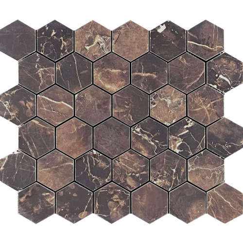 Мозаика Velsaa Mosaic Copper Slab Black Mosaic Hexagone 32,2х30,9 см