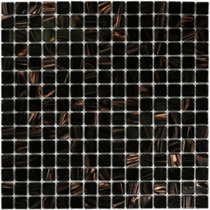 Мозаика Bonaparte Стеклянная мозаика Arabika 20х20 с авантюрином глянцевая коричневая 32,7х32,7 см