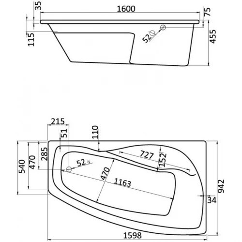 Ванна акриловая Santek Майорка XL правосторонняя белая 1.WH11.1.990 160х95 см