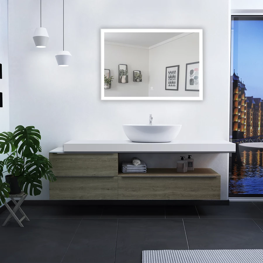 Зеркало Azario Havana сенсорный выключатель с функцией диммера алюминиевая рамка AZ-Z-080-1CS 100х70 см