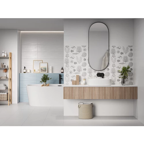 Плитка настенная Gracia Ceramica Aqua Monocolor sugar white белый 01 010100001487 60х25 см