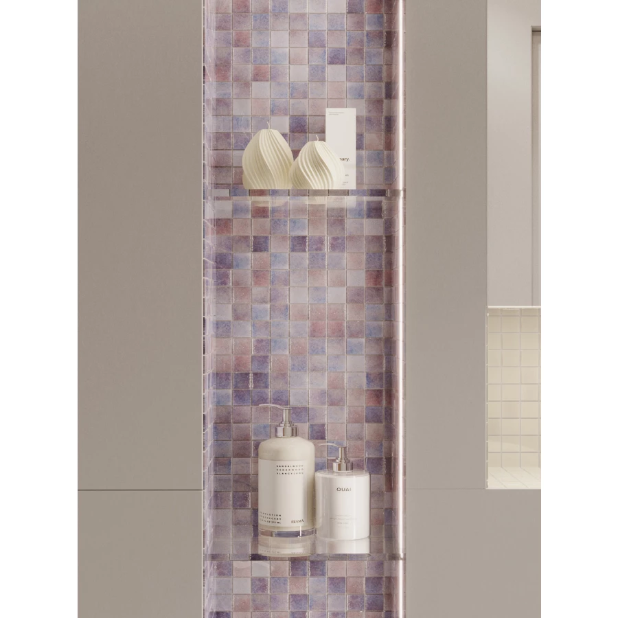 Мозаика Bonaparte Стеклянная мозаика Atlantis Bianco 24х24 глянцевая белая 31,5х31,5 см