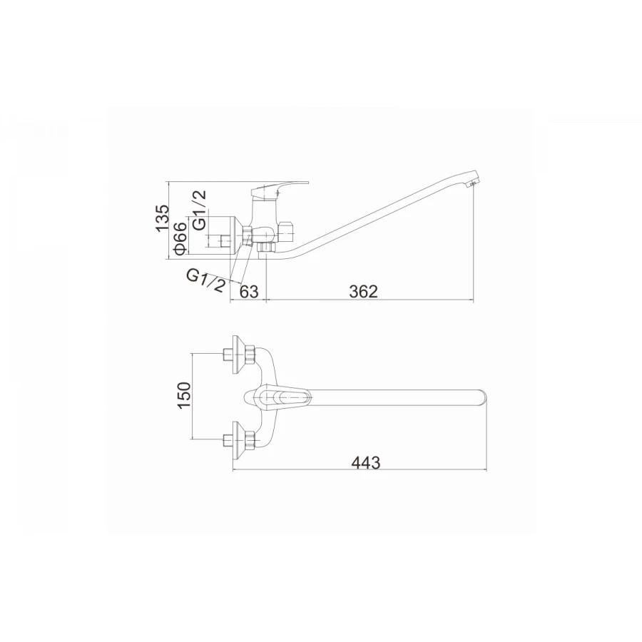 Смеситель для ванны и душа Fashun Хром A2237