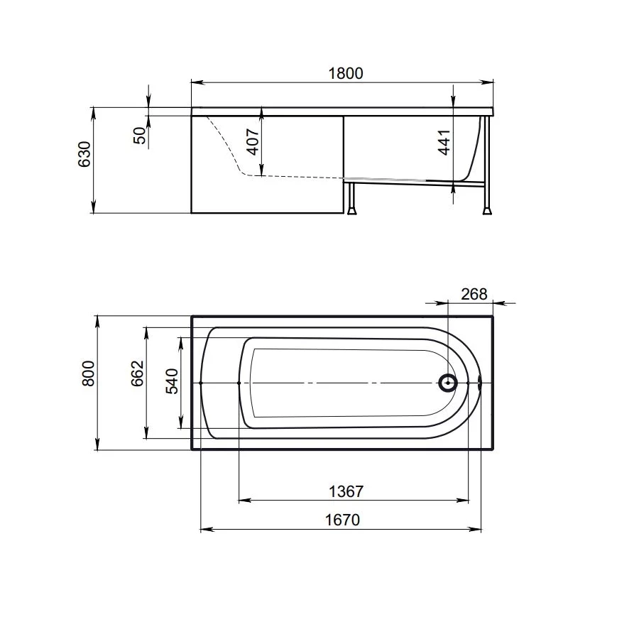 Акриловая ванна Timo Mika MIKA1880 180x80x58 см