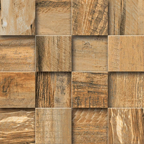 Мозаика Estima Spanish Wood SP04 Chess 3D 7,5x7,5 неполированная 32700 30х30 см