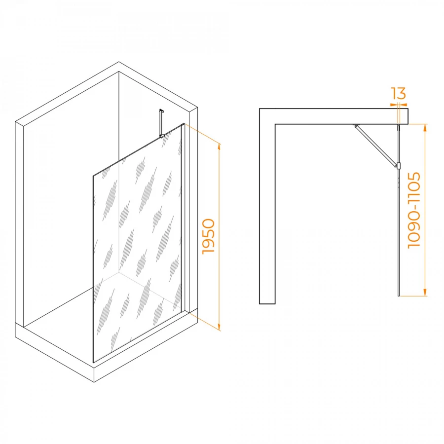 Перегородка для душа RGW WA-110 1100 351011011-11