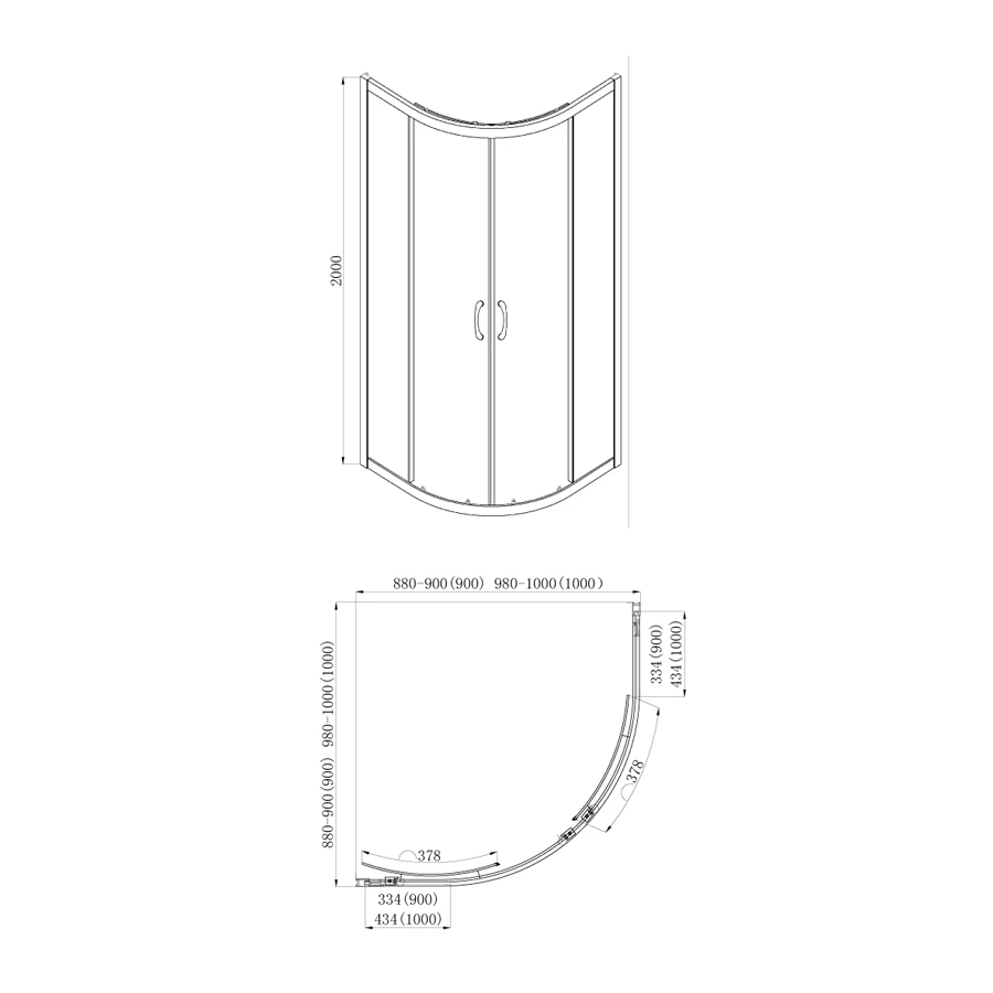 Душевое ограждение Azario Milton полукруглое прозрачное стекло 6 мм цвет профиля черный AZ-ND2142 1000 black 100х100х200 см