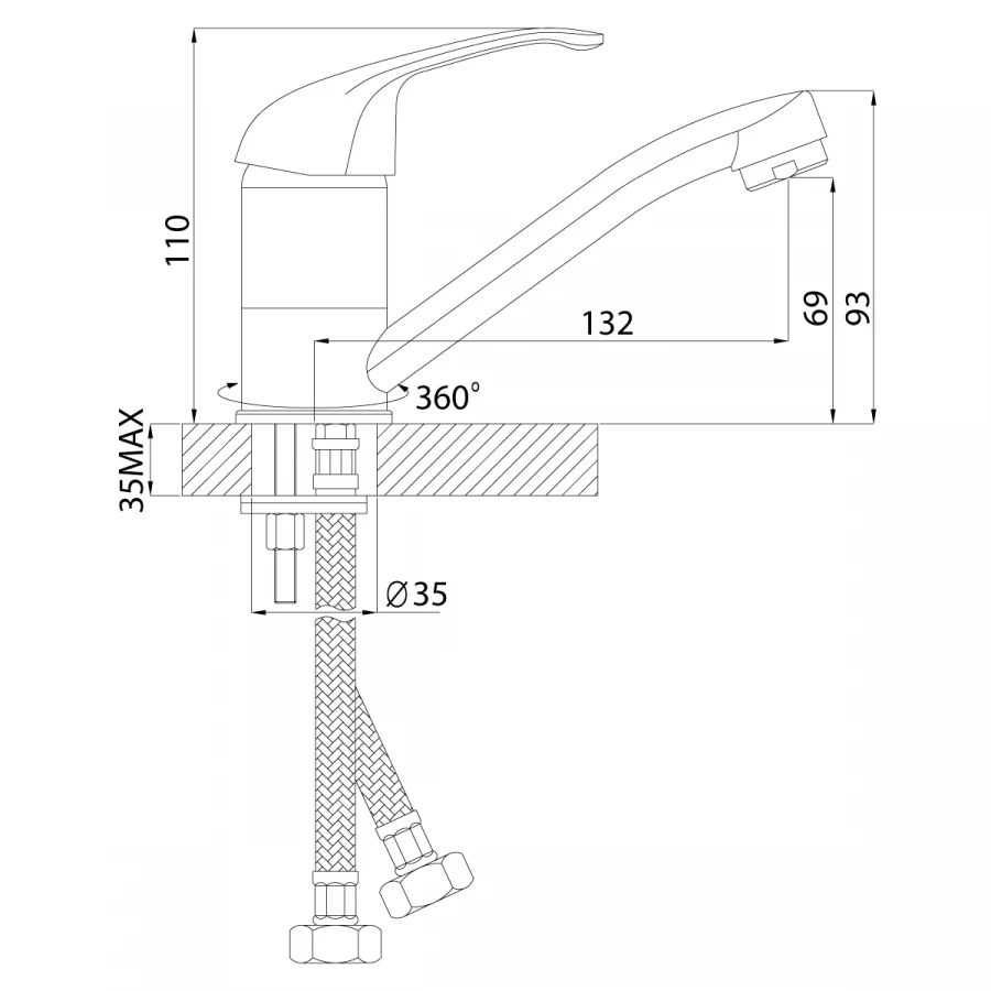Смеситель для раковины Rossinka A35-22 хром