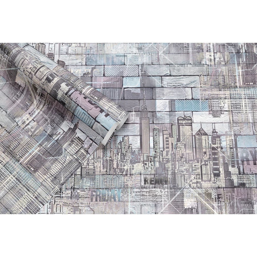 Обои флизелиновые Palitra Life Manhattan синие PL71814-56 1,06х10,05 м