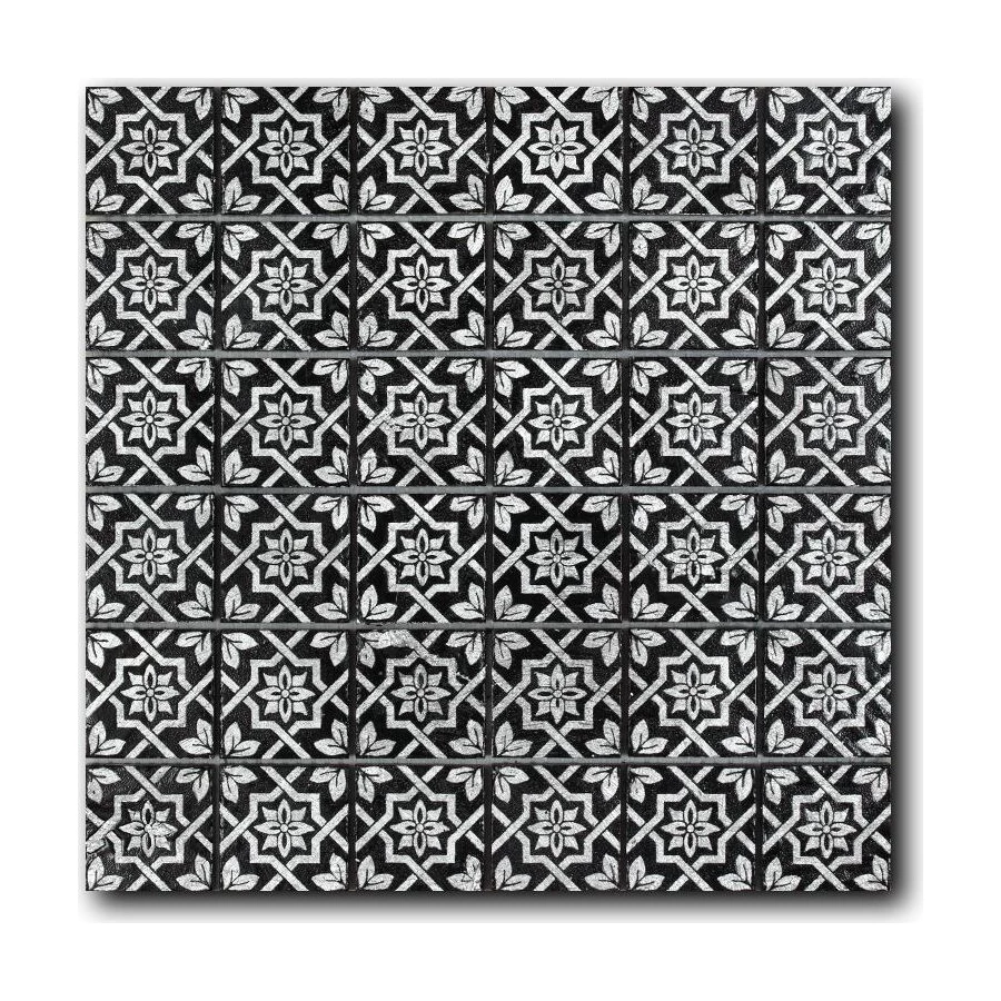 Мозаика из натурального камня Art&Natura Equilibrio сетка 48x48 глянцевая черная 004B 30х30 см