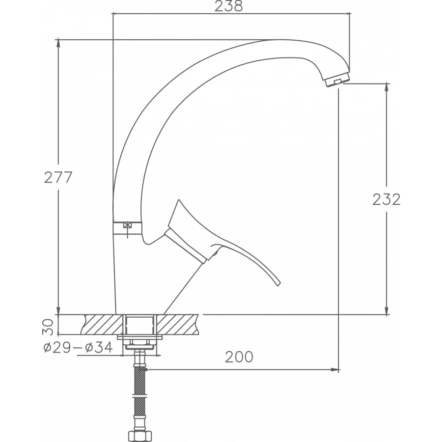 Смеситель Cron для кухни хром CN4101-2
