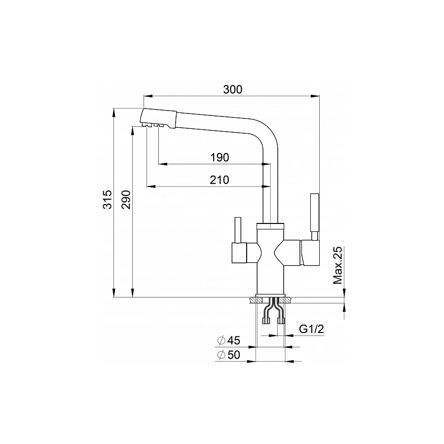 Смеситель для кухни Granula 2015 турмалин