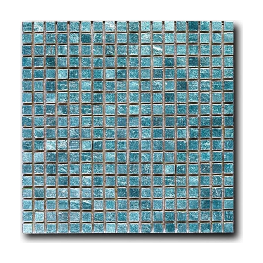 Мозаика из натурального камня Art&Natura Equilibrio Plus сетка 15x15 глянцевая бирюзовая 009B 30х30 см