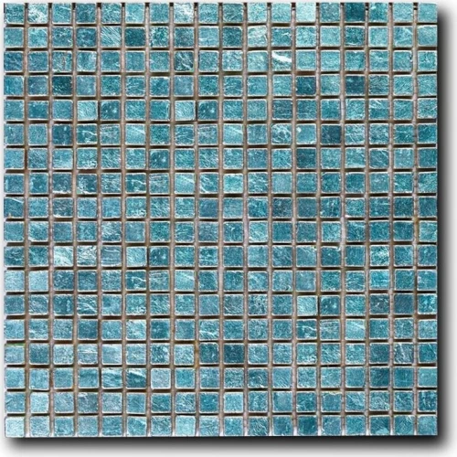 Мозаика из натурального камня Art&Natura Equilibrio Plus сетка 15x15 глянцевая бирюзовая 009B 30х30 см