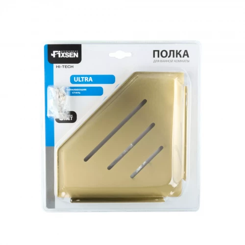 Полка Fixsen Hi-Tech угловая одноэтажная золото-сатин FX-841G