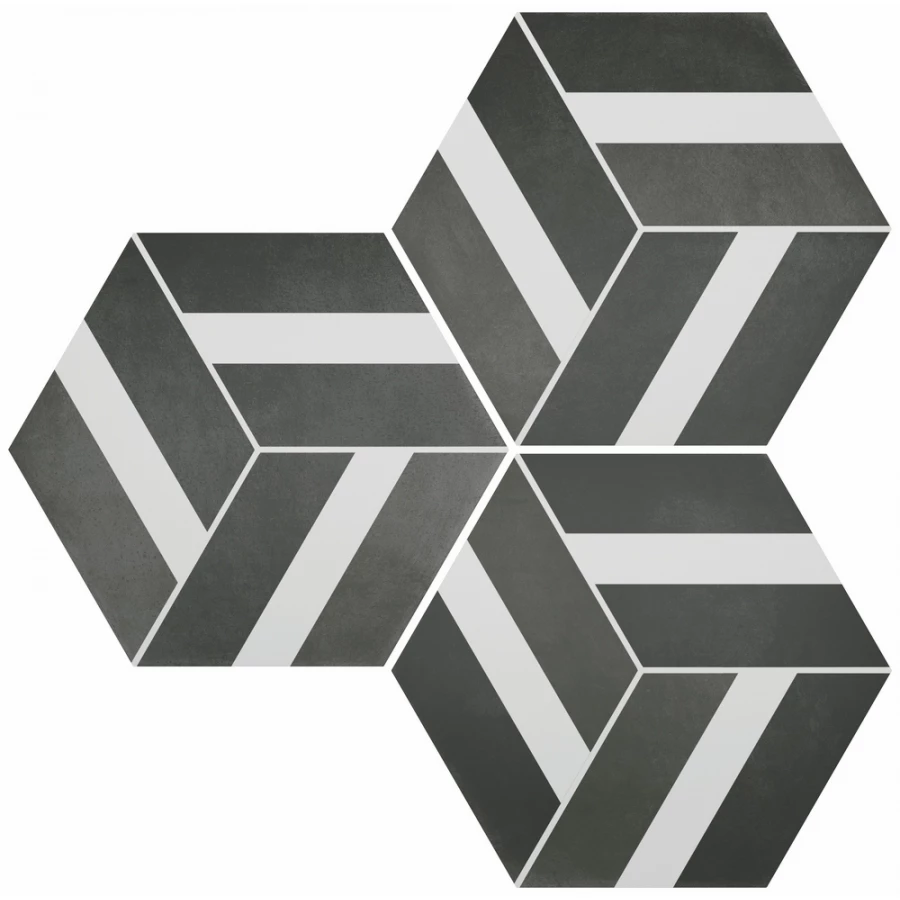 Керамогранит Durstone SIX Cementine Bari Black глазурованный матовый 27х23 см