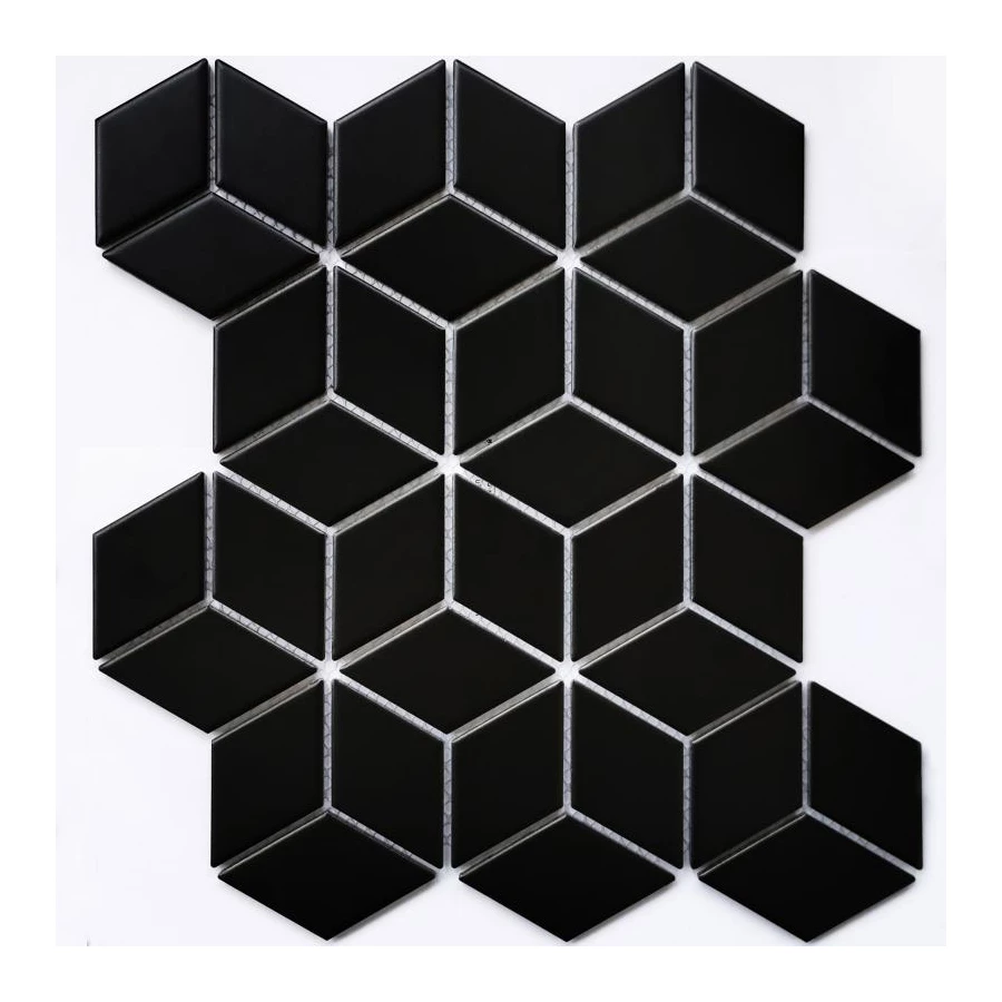 Мозаика Bonaparte Керамогранитная мозаика Landa Black matt 48х48 матовая черная 30,9х26,74 см