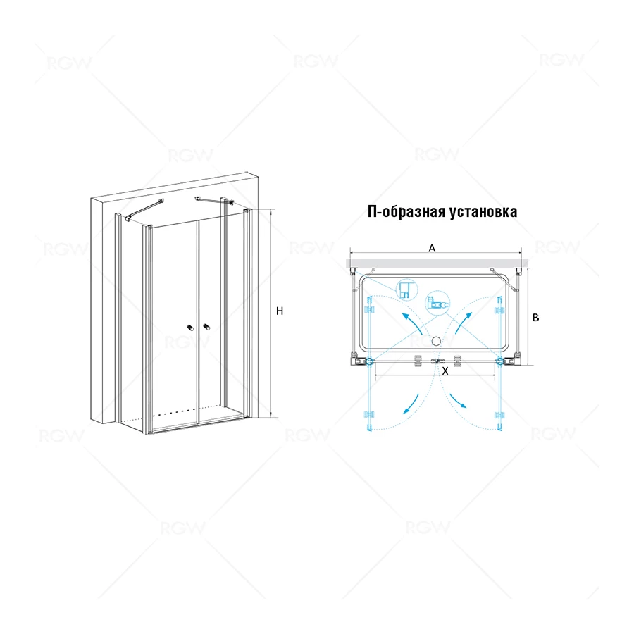 Душевой уголок RGW PA-47-1 PA-04 + Z-060-1 + держатель Прозрачное 040847189-011 80х90 см