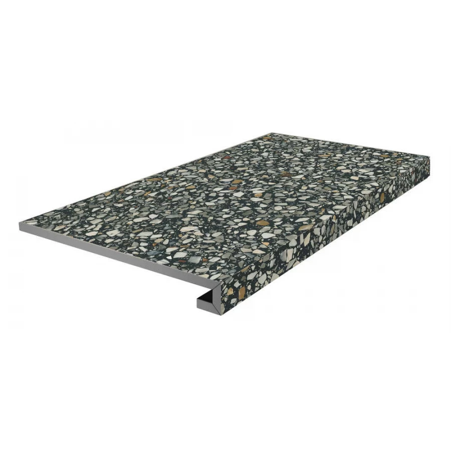 Ступень фронтальная клееная Kerama Marazzi Бричиола матовая обрезная черная KM6060G0021RGCF 60х33 см