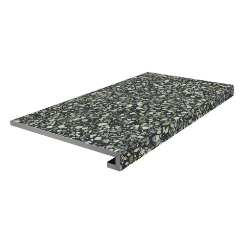 Ступень фронтальная клееная Kerama Marazzi Бричиола матовая обрезная черная KM6060G0021RGCF 60х33 см